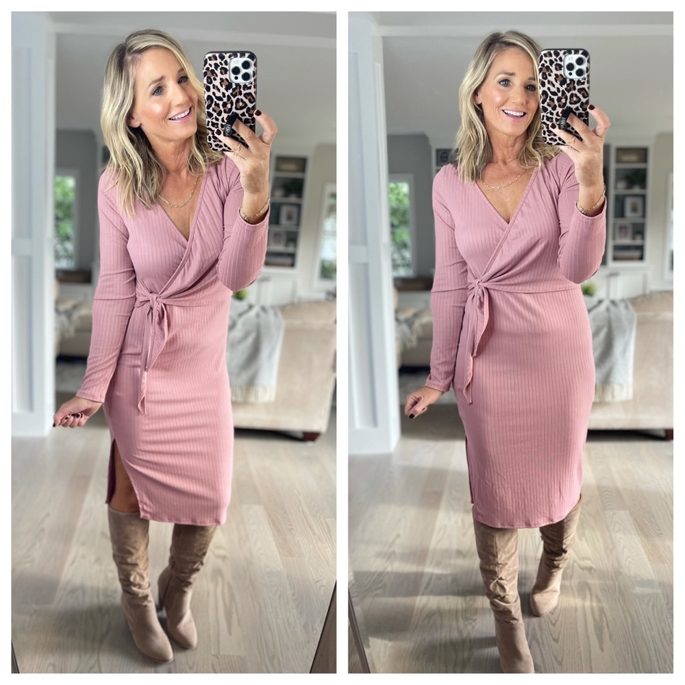 PINK LILY Belted Dress